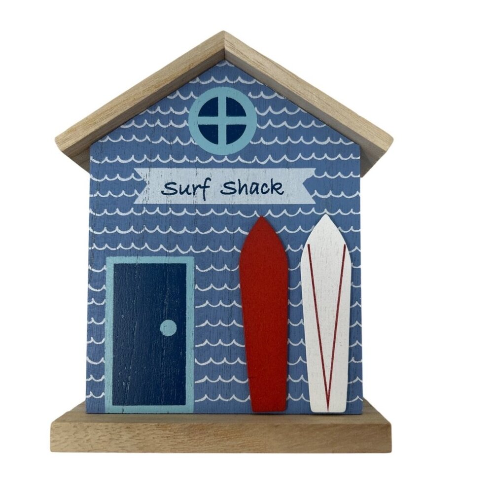 Decorative Wooden Surf Shack House With Surfboard & Wave Details‎
